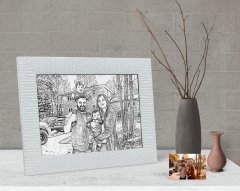 Kişiye Özel Tam Boy Karakalem Aile Karikatürlü Dekoratif Çerçeve-2