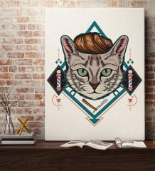 BK Gift Berber Kedi Tasarımlı Kanvas Tablo 70x100cm-1