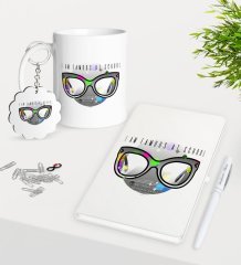 Kişiye Özel Okul Ünlüyüm Kupa Anahtarlık Beyaz Defter Kalem Hediye Seti-3
