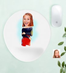 Kişiye Özel Bayan Karikatürlü Bilek Destekli Mouse Pad-12