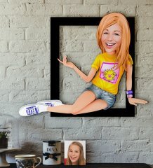 Kişiye Özel Bayan Karikatürlü 3D Ahşap Tablo-42