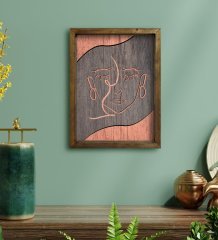 BK Home Minimalist Art Tasarımlı Doğal Masif Ahşap Çerçeveli Tablo 45x65cm-4