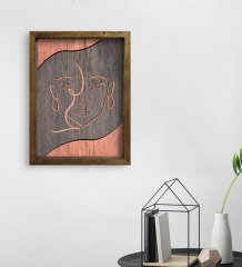 BK Home Minimalist Art Tasarımlı Doğal Masif Ahşap Çerçeveli Tablo 45x65cm-4