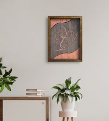 BK Home Minimalist Art Tasarımlı Doğal Masif Ahşap Çerçeveli Tablo 45x65cm-4