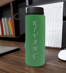 BK Gift Kişiye Özel İsimli Yeşil Renkli Cam Matara 500ml, Sevgiliye, Arkadaşa Hediye, İsimli Cam Matara, Ofis Hediyesi
