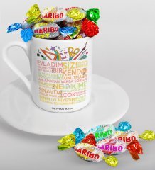 Kişiye Özel Öğretmen Sözleri Türk Kahvesi Fincanı ve Haribo Şeker Hediye Seti-1