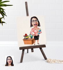 Kişiye Özel Bayan Öğretmen Karikatürlü Şovaleli Doğal Taş-5