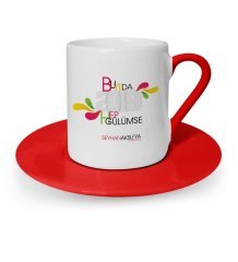 Kişiye Özel Bu Yılda Hep Gülümse Kırmızı Türk Kahvesi Fincanı
