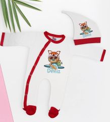 BK Kids Kişiye Özel Bebek Kıyafeti, Bebek Giyim Hediyesi, Tulum Zıbın ve Kukuletalı Şapka Seti-4