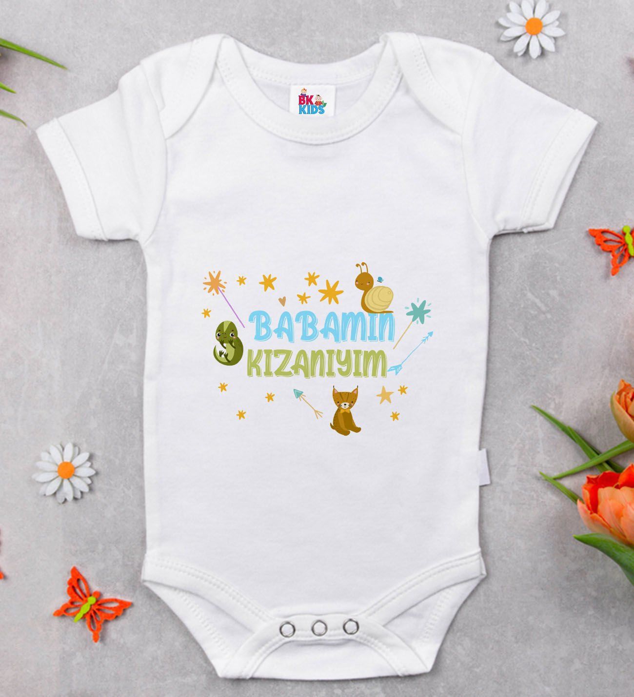 BK Kids Babamın Kızanıyım Tasarımlı Beyaz Bebek Body Zıbın-1