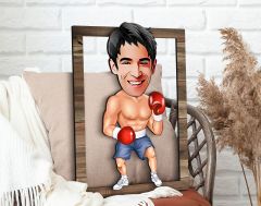 BK Gift Kişiye Özel Boksör Karikatürlü 3D Ahşap Tablo, Sevgiliye Hediye, Arkadaşa Hediye, Yıl Dönümü Hediyesi, Doğum Günü Hediyesi-1