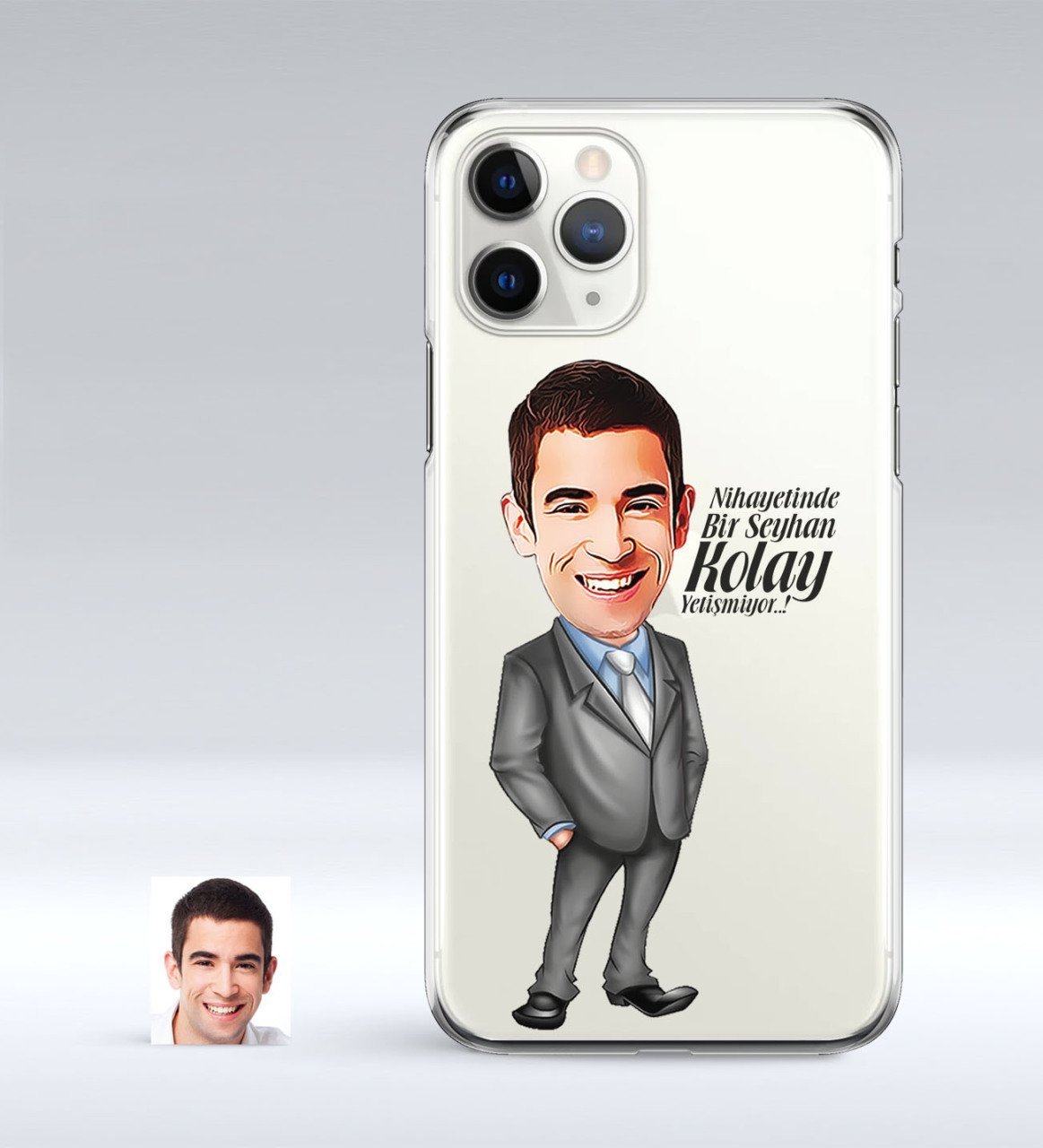 Kişiye Özel Erkek Kolay Yetişmiyor Karikatürlü iPhone 11 Pro İnce Şeffaf Silikon Telefon Kapağı-1