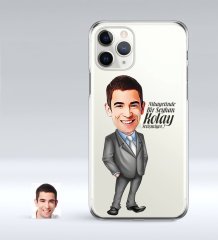 Kişiye Özel Erkek Kolay Yetişmiyor Karikatürlü iPhone 11 Pro İnce Şeffaf Silikon Telefon Kapağı-1