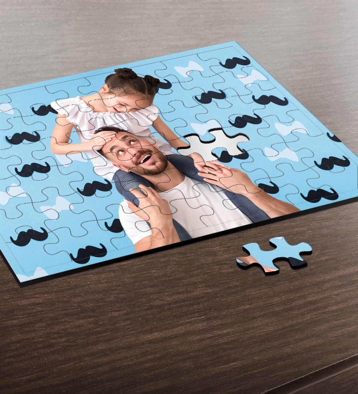 Babalar Gününe Özel Fotoğraflı 48 Parça Ahşap Puzzle - 1