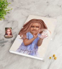 Kişiye Özel Kız Çocuk İllüstrasyon Tasarımlı Beyaz Defter-2