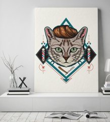 BK Gift Berber Kedi Tasarımlı Kanvas Tablo 50x70cm-1