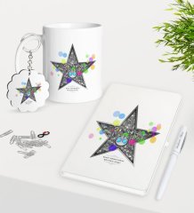 Kişiye Özel Okul Ünlüyüm Kupa Anahtarlık Beyaz Defter Kalem Hediye Seti-2