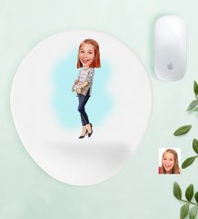 Kişiye Özel Bayan Karikatürlü Bilek Destekli Mouse Pad-11