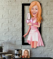Kişiye Özel Bayan Karikatürlü 3D Ahşap Tablo-41