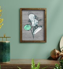 BK Home Minimal Çiçekler Tasarımlı Doğal Masif Ahşap Çerçeveli Tablo 45x65cm-3