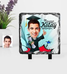 Kişiye Özel Bay Mezun Karikatürlü Dekoratif Doğal Taş - 1