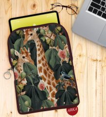 BK Gift Zürafa ve Kanguru Tasarımlı Taşınabilir Koruyucu Tablet Kılıfı & Organizer Çanta - Bordo-1