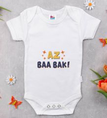 BK Kids Az Baa Bak Tasarımlı Beyaz Bebek Body Zıbın-1