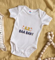 BK Kids Az Baa Bak Tasarımlı Beyaz Bebek Body Zıbın-1