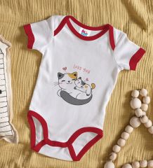 BK Kids Love You Tasarımlı Kırmızı Bebek Body Zıbın-1