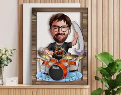 BK Gift Kişiye Özel Baterist Karikatürlü 3D Ahşap Tablo, Sevgiliye Hediye, Arkadaşa Hediye, Yıl Dönümü Hediyesi, Doğum Günü Hediyesi-1