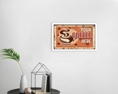 BK Home Coffee Tasarımlı Dekoratif Ahşap Beyaz Çerçeveli Tablo-35