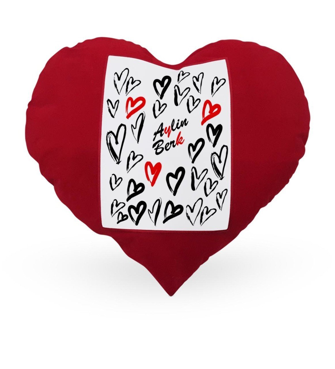 Kişiye Özel Sevgililer Günü Temalı Kırmızı Kalp Yastık Kılıfı - 70
