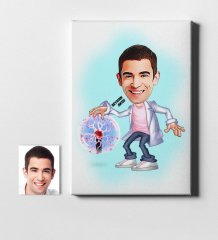 Kişiye Özel Bay Elektrik Mühendisi Karikatür Kanvas Tablo (50 x 70 cm.) 1