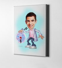 Kişiye Özel Bay Elektrik Mühendisi Karikatür Kanvas Tablo (50 x 70 cm.) 1