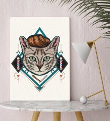 BK Gift Berber Kedi Tasarımlı Kanvas Tablo 30x50cm-1