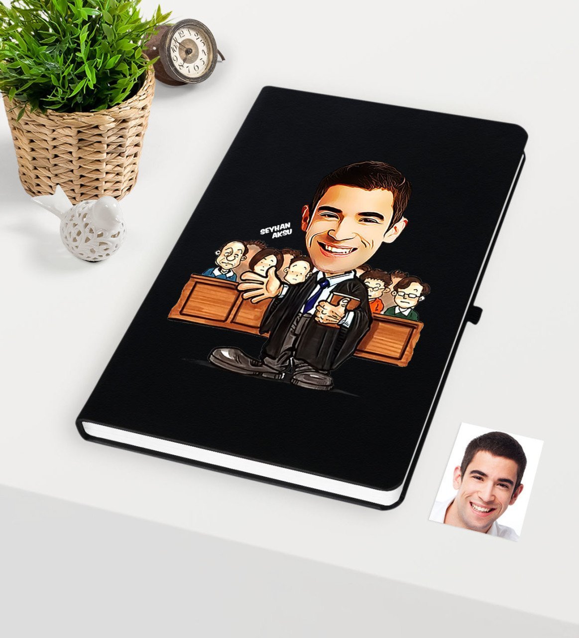Kişiye Özel Bay Avukat Karikatürlü Siyah Defter - 2