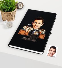 Kişiye Özel Bay Avukat Karikatürlü Siyah Defter - 2