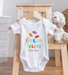 BK Kids İsimli Bayram Şekeri Tasarımlı Bebek Body Zıbın - Model 1