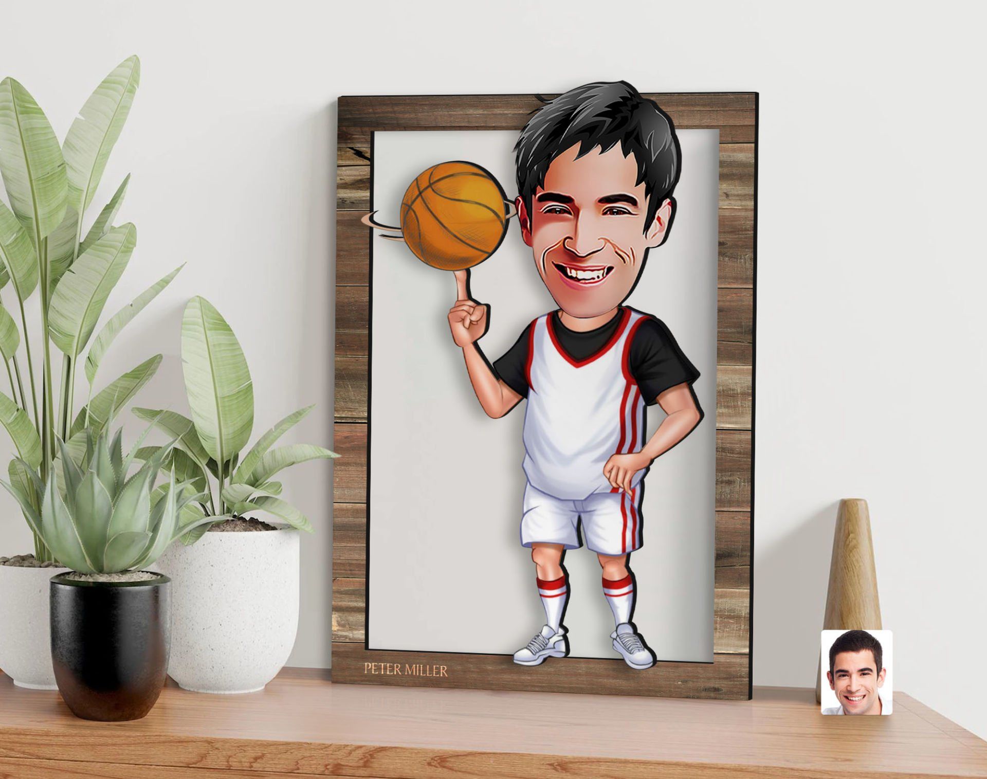 BK Gift Kişiye Özel Basketbolcu Karikatürlü 3D Ahşap Tablo, Sevgiliye Hediye, Arkadaşa Hediye, Yıl Dönümü Hediyesi, Doğum Günü Hediyesi-3