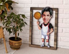 BK Gift Kişiye Özel Basketbolcu Karikatürlü 3D Ahşap Tablo, Sevgiliye Hediye, Arkadaşa Hediye, Yıl Dönümü Hediyesi, Doğum Günü Hediyesi-3