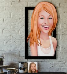 Kişiye Özel Bayan Karikatürlü 3D Ahşap Tablo-37