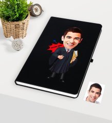 Kişiye Özel Bay Avukat Karikatürlü Siyah Defter - 1