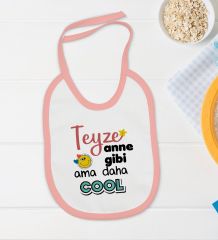 BK Kids Teyze Anne Gibi Tasarımlı Pembe Bebek Body Zıbın ve Mama Önlüğü Hediye Seti-1