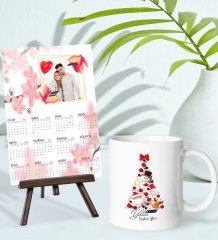 BK Gift Kişiye Özel Yılbaşı Tasarımlı Kupa Bardak ve 13x18cm Fotoğraf Kartlı Şövaleli 2023 Takvim Hediye Seti-22