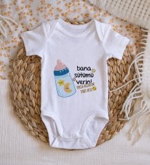 BK Kids İsimli Bana Sütümü Verin Tasarımlı Bebek Body Zıbın - Model 1