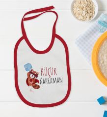 BK Kids Küçük Kahraman Tasarımlı Kırmızı Bebek Mama Önlüğü-1