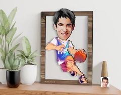 BK Gift Kişiye Özel Basketbolcu Karikatürlü 3D Ahşap Tablo, Sevgiliye Hediye, Arkadaşa Hediye, Yıl Dönümü Hediyesi, Doğum Günü Hediyesi-2