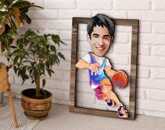 BK Gift Kişiye Özel Basketbolcu Karikatürlü 3D Ahşap Tablo, Sevgiliye Hediye, Arkadaşa Hediye, Yıl Dönümü Hediyesi, Doğum Günü Hediyesi-2
