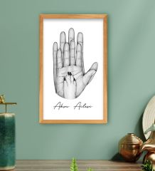 BK Gift Kişiye Özel İsimli Siyah Beyaz Aile ve Pati Tasarımlı Ahşap Çerçeveli Tablo-1 40x25cm, Ev Dekorasyonu, Arkadaşa Hediye