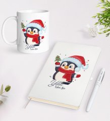 Kişiye Özel Mutlu Yıllar Tasarımlı Beyaz Defter Kalem Kupa Seti - 15